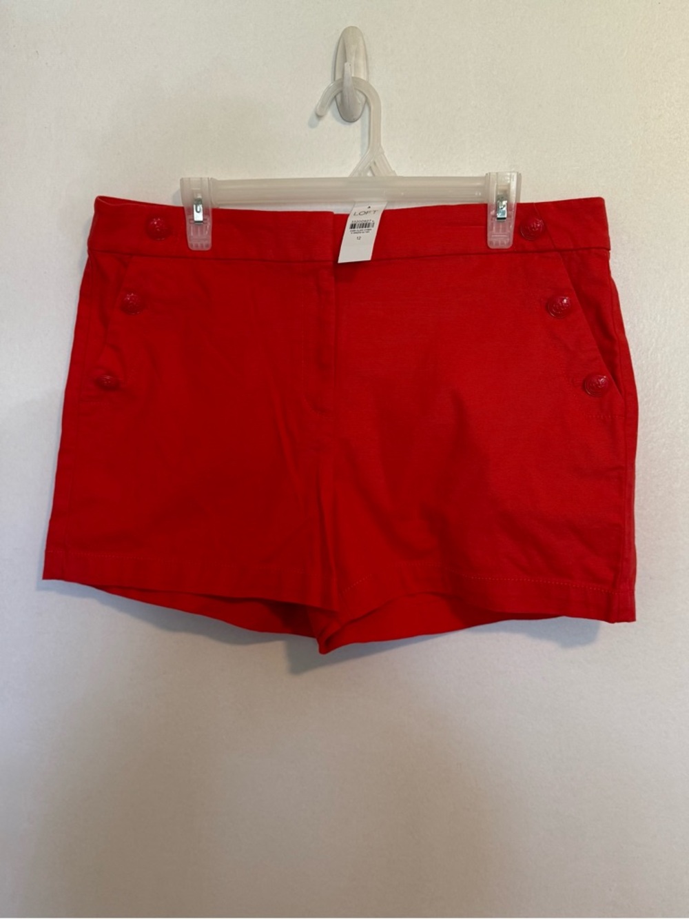 LOFT Bright Orange Sailor Style Botton-Accent Shorts.